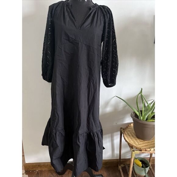 gap balloon lace Black Long sleeve tunic dress XS - Picture 2 of 13